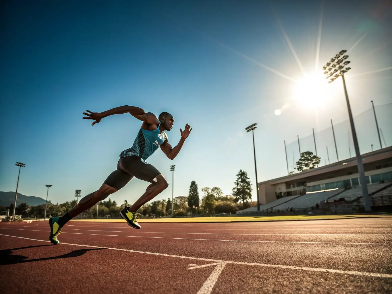 A dynamic image of young individuals participating in a track and field event, demonstrating speed, agility, and determination.